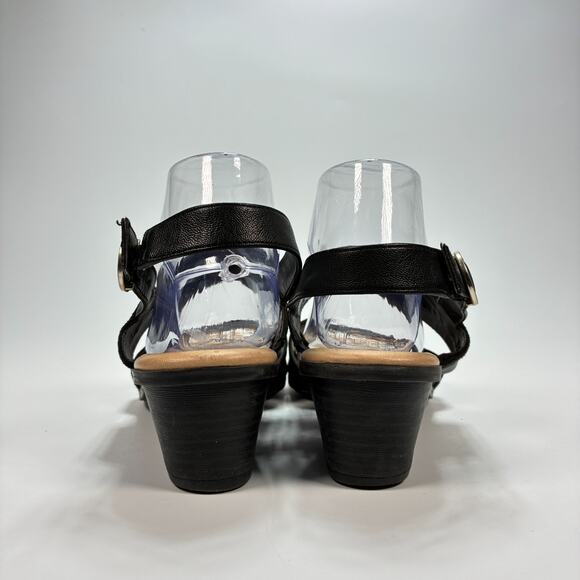 Dr. Scholl's Grace Black Wedge Sandals Comfort Ankle Strap Women's Size 9M - Picture 6 of 9